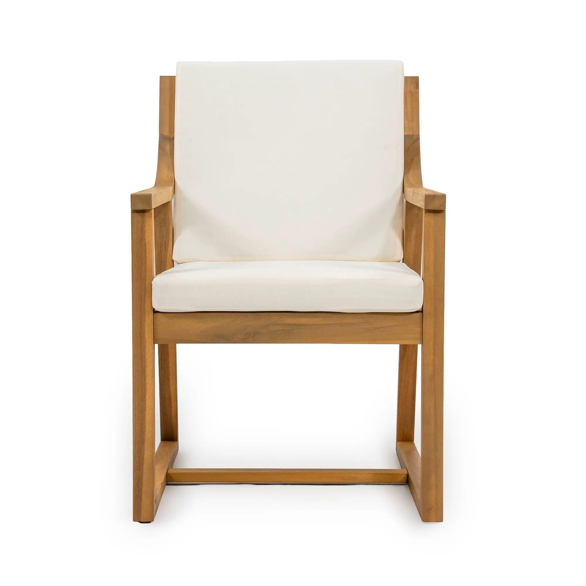 TREXM Patio Dining Chair Set of 2, Wood Outdoor Armchairs with Removable Cushions by HouseOfZazla