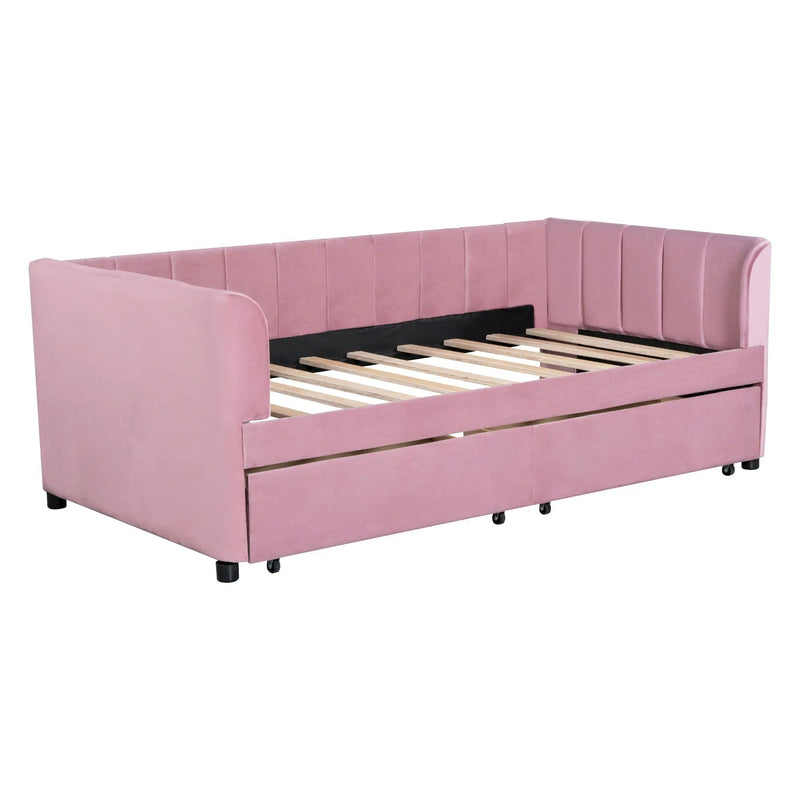 Upholstered Daybed With Ergonomic Design Backrest by HouseOfZazla