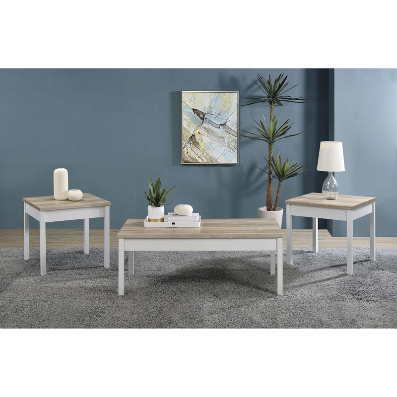Quintara - 3 Piece Coffee Table Set - Natural / White by HouseOfZazla