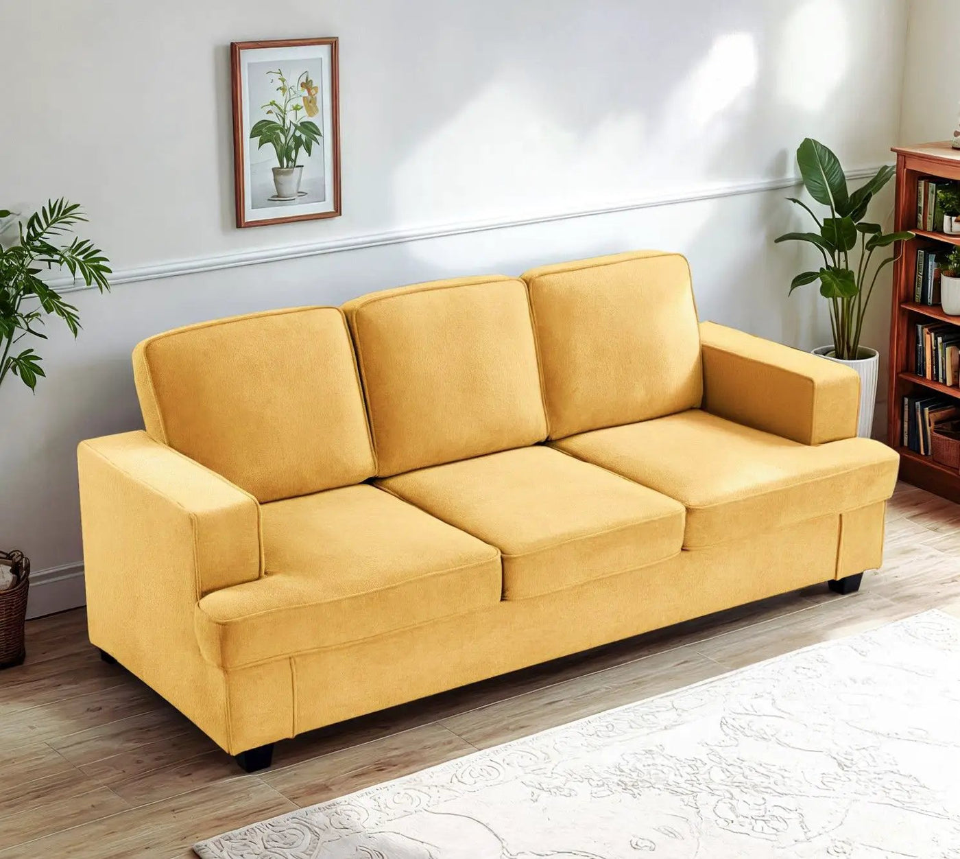Modern Sofa, Comfortable 3 Seater Couch With Deep Seating, Loose Back Cushions, Wide Arms by Unique Piece Furniture
