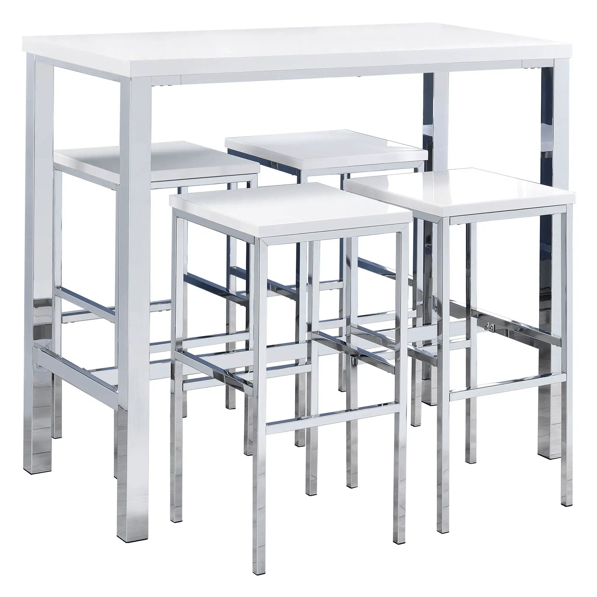 Natividad 5-piece Pub Height Bar Table Set White High Gloss by Unique Piece Furniture