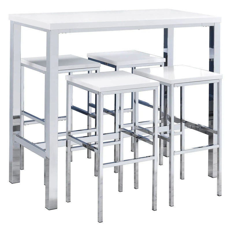 Natividad 5-piece Pub Height Bar Table Set White High Gloss by Unique Piece Furniture