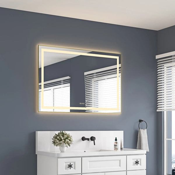 48" x 32" LED Bathroom Mirror with Front and Backlight