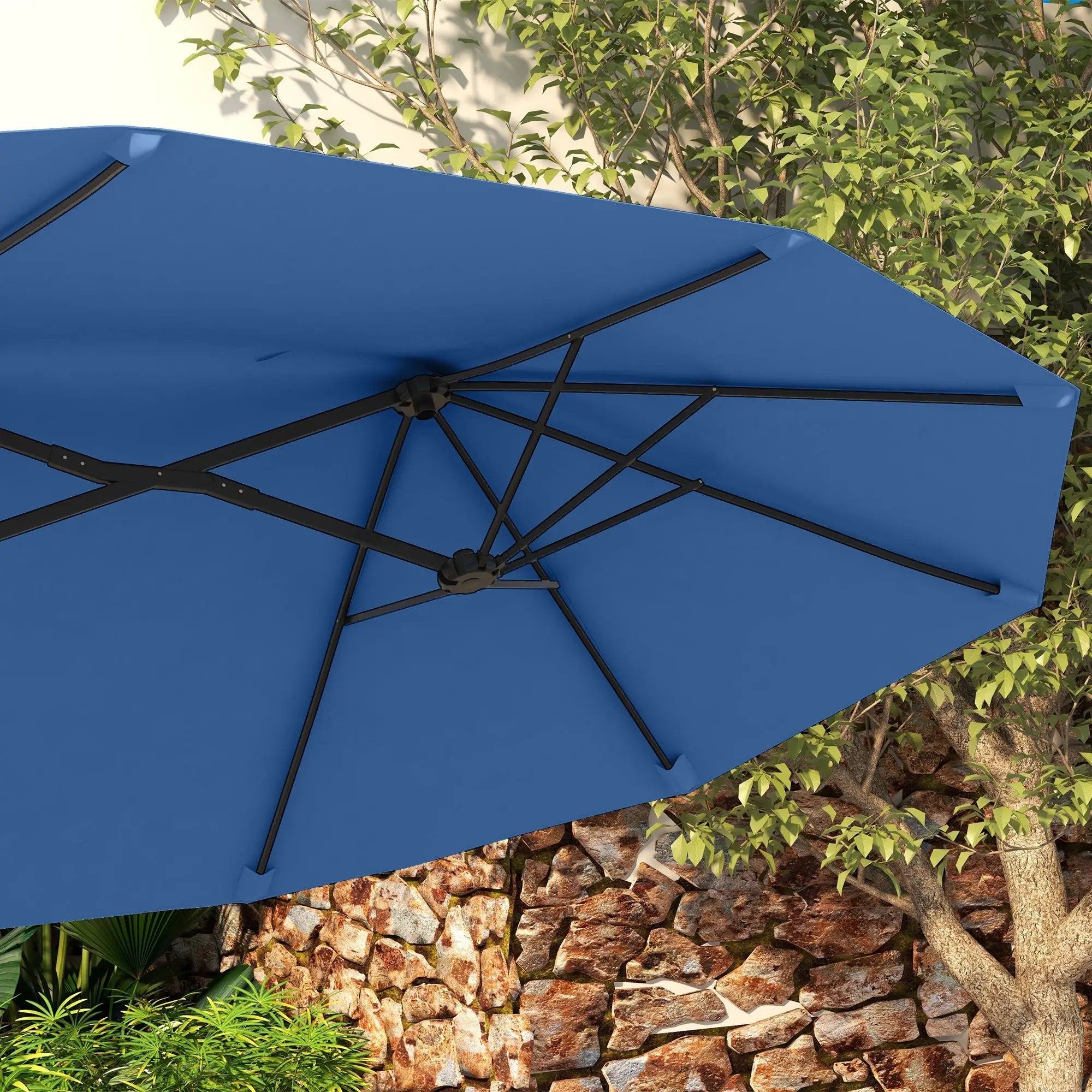 Outsunny 9.5' Double-Sided Patio Umbrella with 3 Air Vents, Tilt and Crank by HouseOfZazla