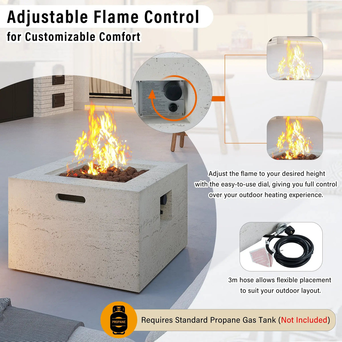 U_Style MGO Outdoor Square Fire Pit with Steel Burner by HouseOfZazla