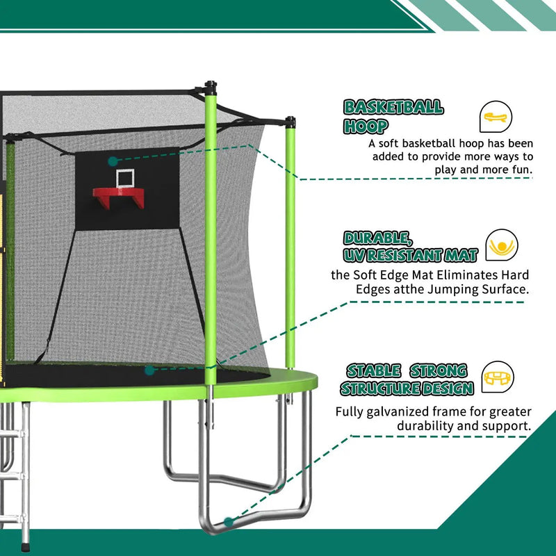 14FT Sports Fitness Trampoline with Enclosure Net by HouseOfZazla