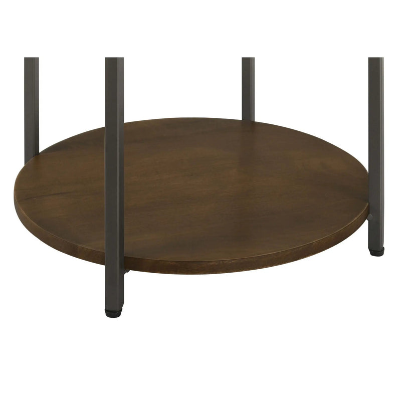 Bleskin - Round Accent Side Table With Shelf - White