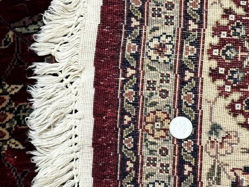Round Sino Persian Rug 9x9, Burgundy and Cream, Floral, Wool and Silk, 9ft Round Carpet by Jewel Rugs