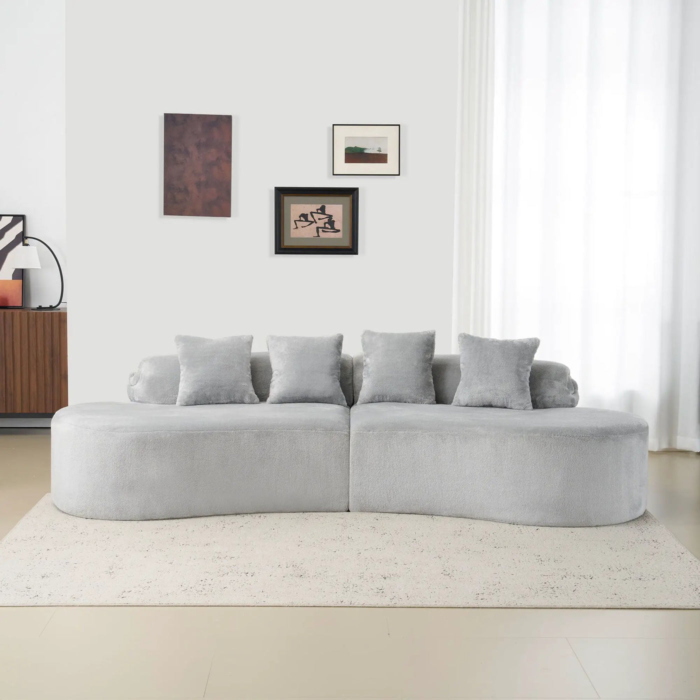 Modern Curved Sofa With Pillows by Unique Piece Furniture