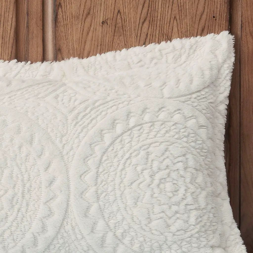 King/Cal King Embroidered Medallion Faux Fur Comforter Mini Set by HouseOfZazla