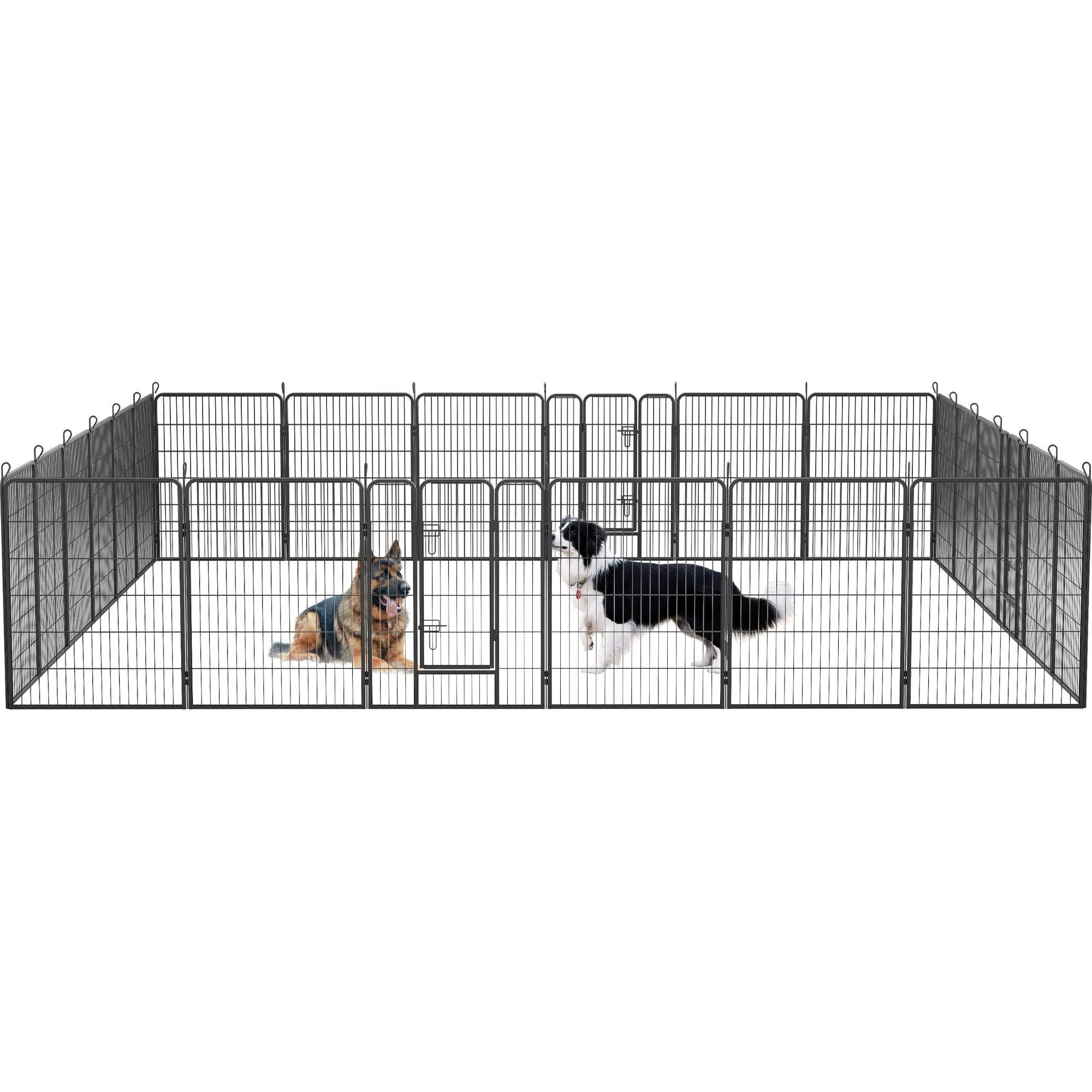 Dog Pens Outdoor Height Foldable Panels Heavy Duty Metal Portable Dog Playpen Indoor Anti Rust Exercise Dog Fence With Doors For Pets Play Pen For RV Camping Yard by HouseOfZazla