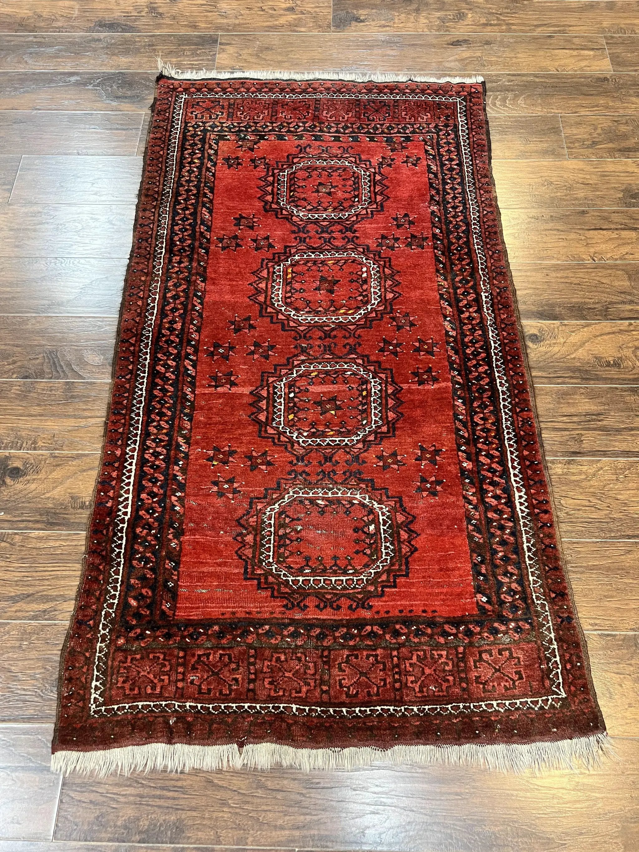 Afghan Rug 3x6, Semi Antique Vintage Oriental Carpet, Wool Handmade Red Rug, Tribal Rug, Afghan Beshir Rug by Jewel Rugs