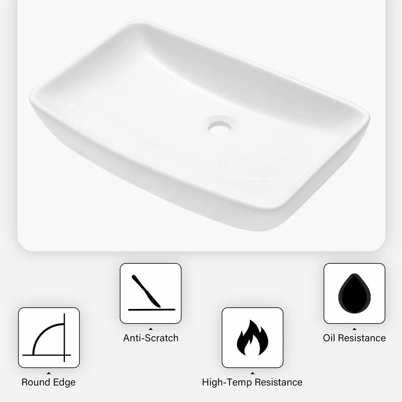 Rectangular Vessel Bathroom Sink - White by HouseOfZazla