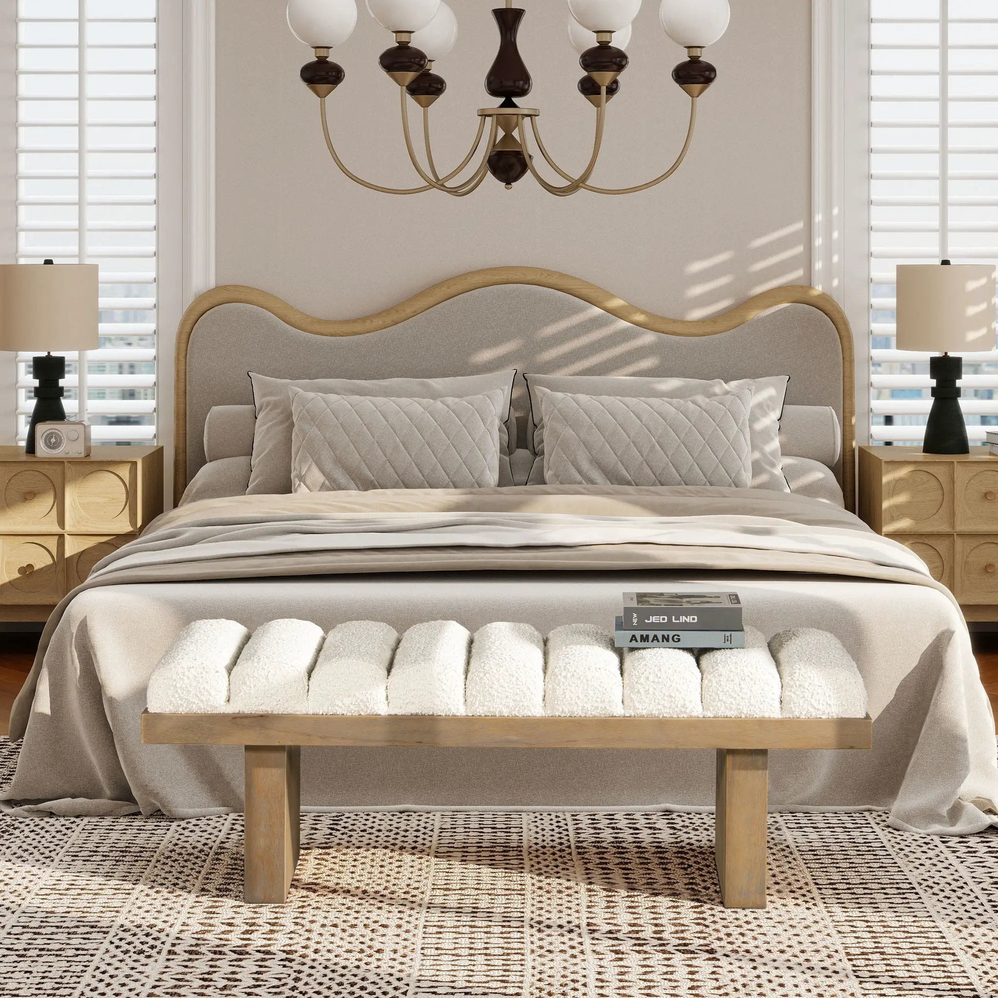 Bella - Upholstered Modern Accent Bench - Ivory White by Unique Piece Furniture