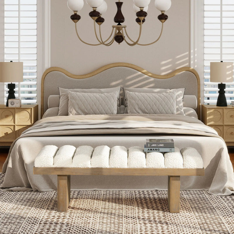 Bella - Upholstered Modern Accent Bench - Ivory White by Unique Piece Furniture