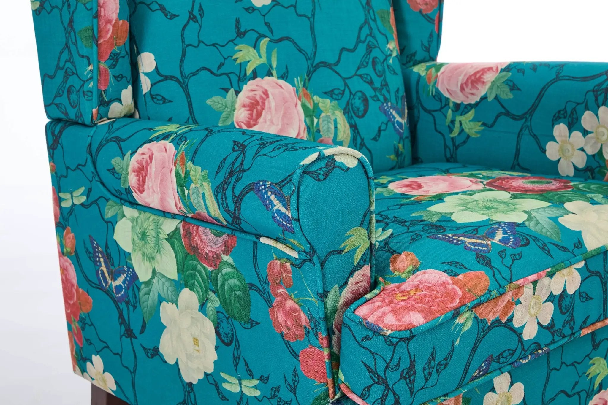 Modern Accent Chair with Retro Wood Legs - Floral by HouseOfZazla