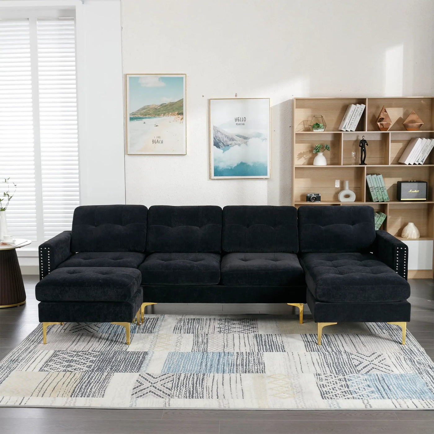 Modern L - Shape Convertible Sectional Sofa With Movable Ottoman by Unique Piece Furniture