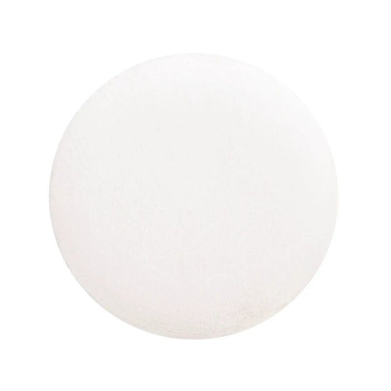 Tilly - Round Fur Upholstered / Burl Pouf Ottoman - White by Unique Piece Furniture