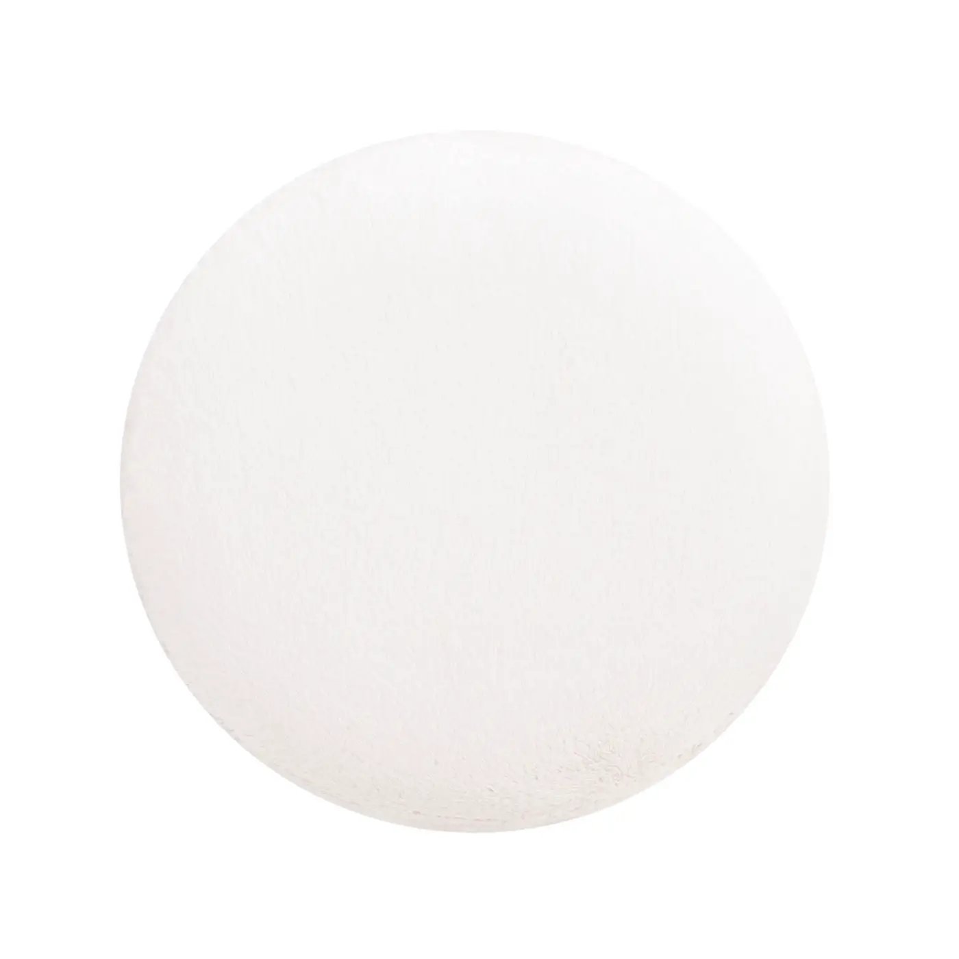 Tilly - Round Fur Upholstered / Burl Pouf Ottoman - White by HouseOfZazla