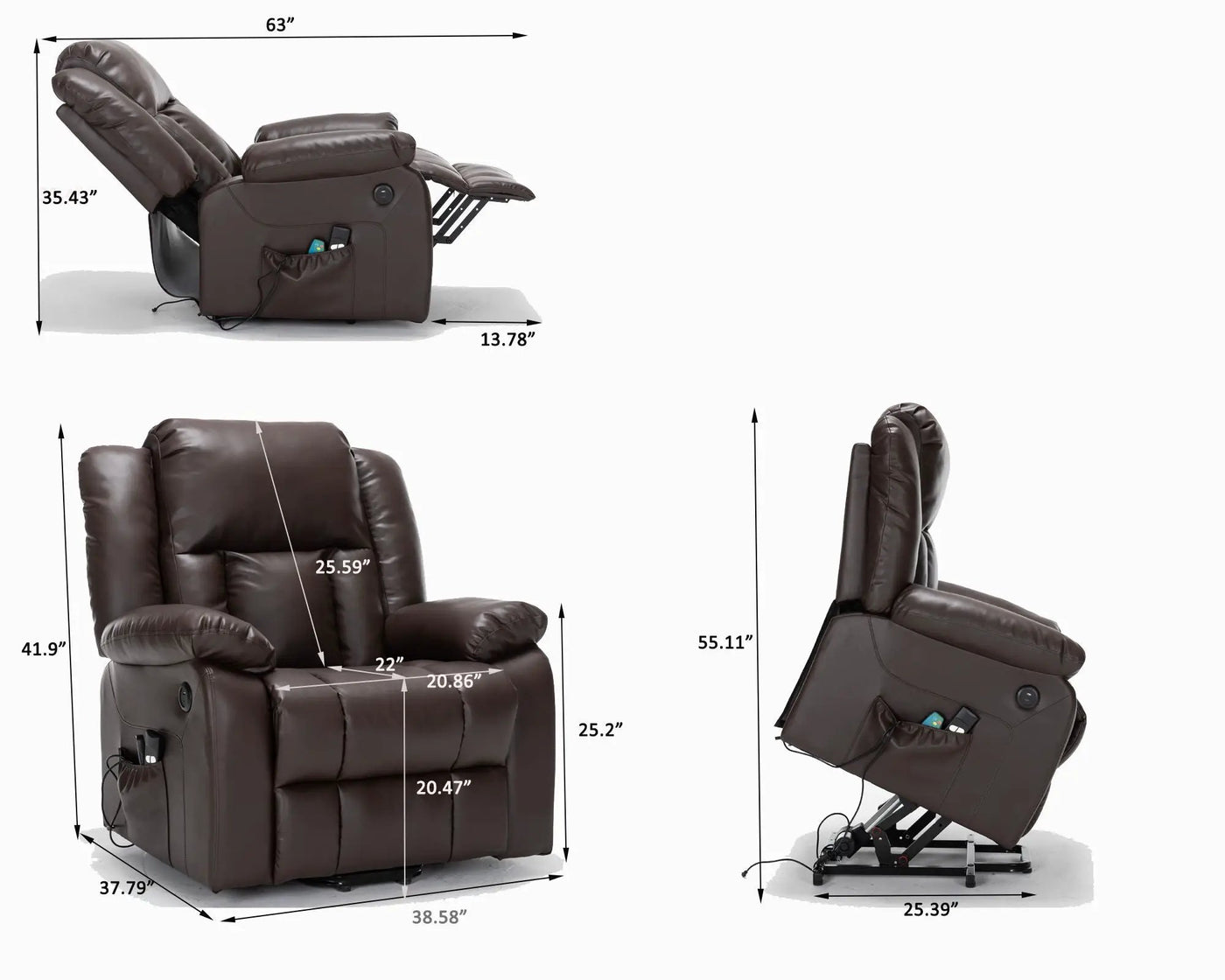 Electric Power Massage Recliner Chair by Unique Piece Furniture