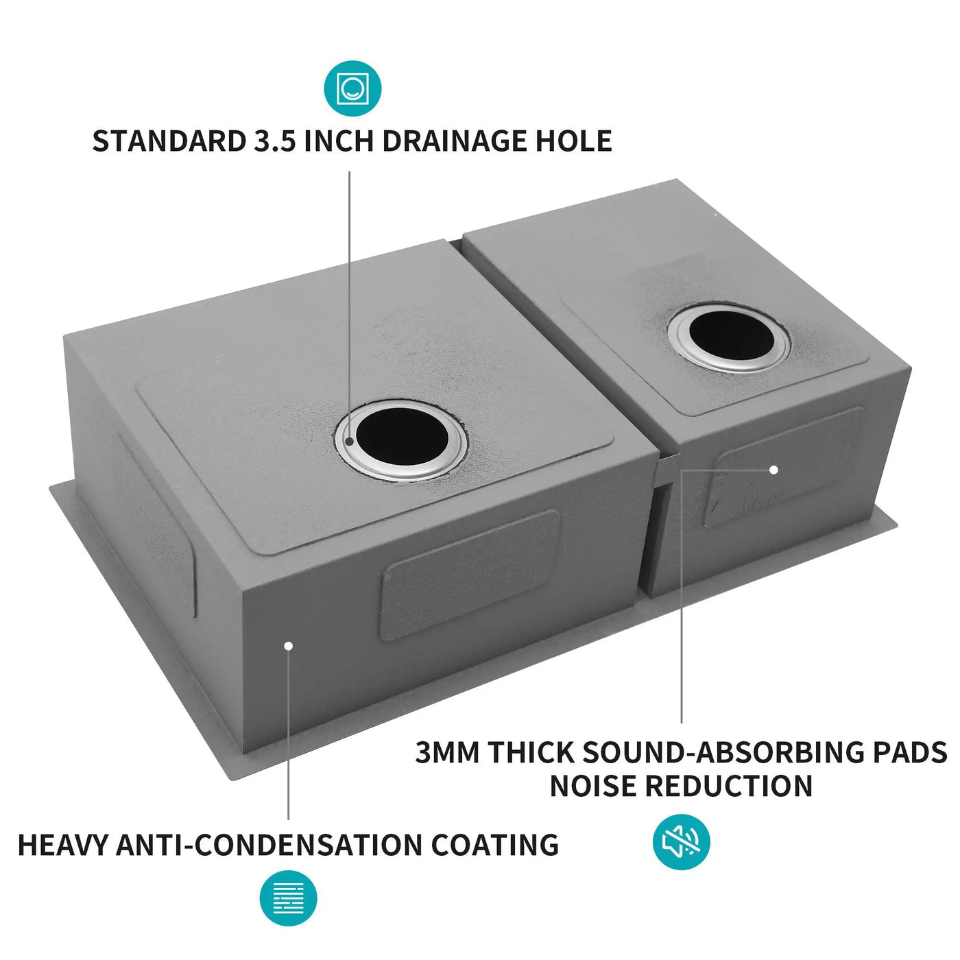 Modern Double Bowl Undermount Kitchen Sink 50 / 50 Design Stainless Steel by HouseOfZazla