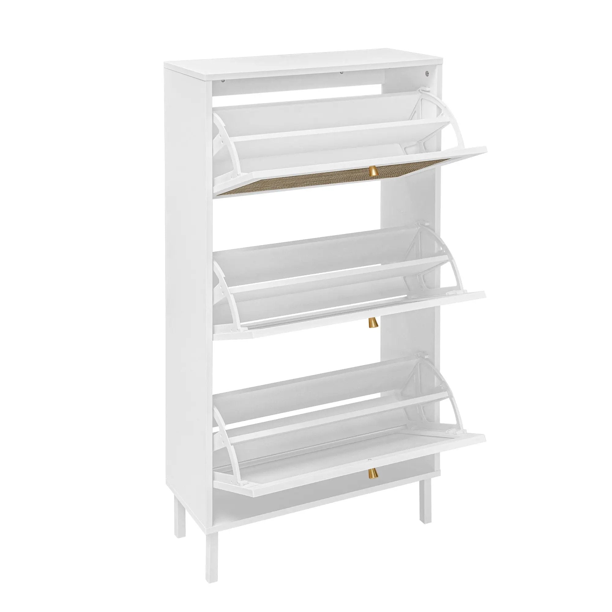 Modern Rattan 3 Door Shoe Rack Cabinet for Entryway by HouseOfZazla