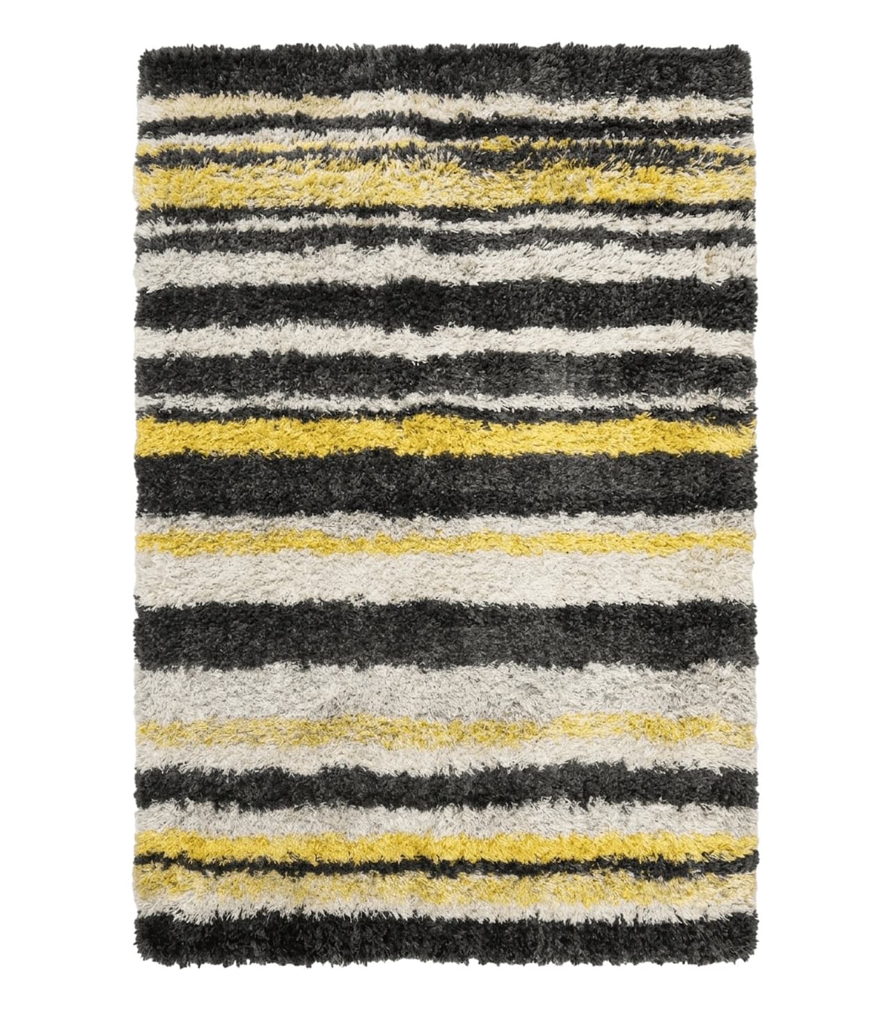Shag Rug 5x8, Yellow Ivory Charcoal, Contemporary by Jewel Rugs
