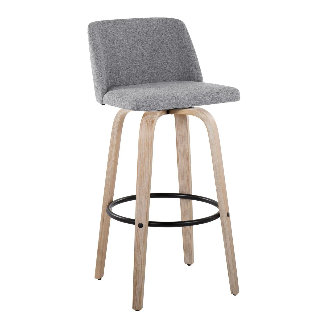 Toriano - Mid-Century Modern Fixed Height BarStool With Round Footrest (Set of 2) by HouseOfZazla