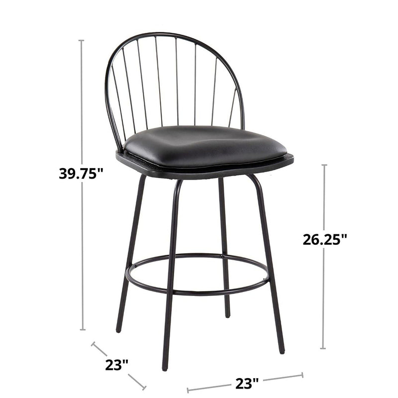 Riley - Claire Farmhouse Fixed Height Counter Stool With Swivel With Round Footrest (Set of 2) by Unique Piece Furniture
