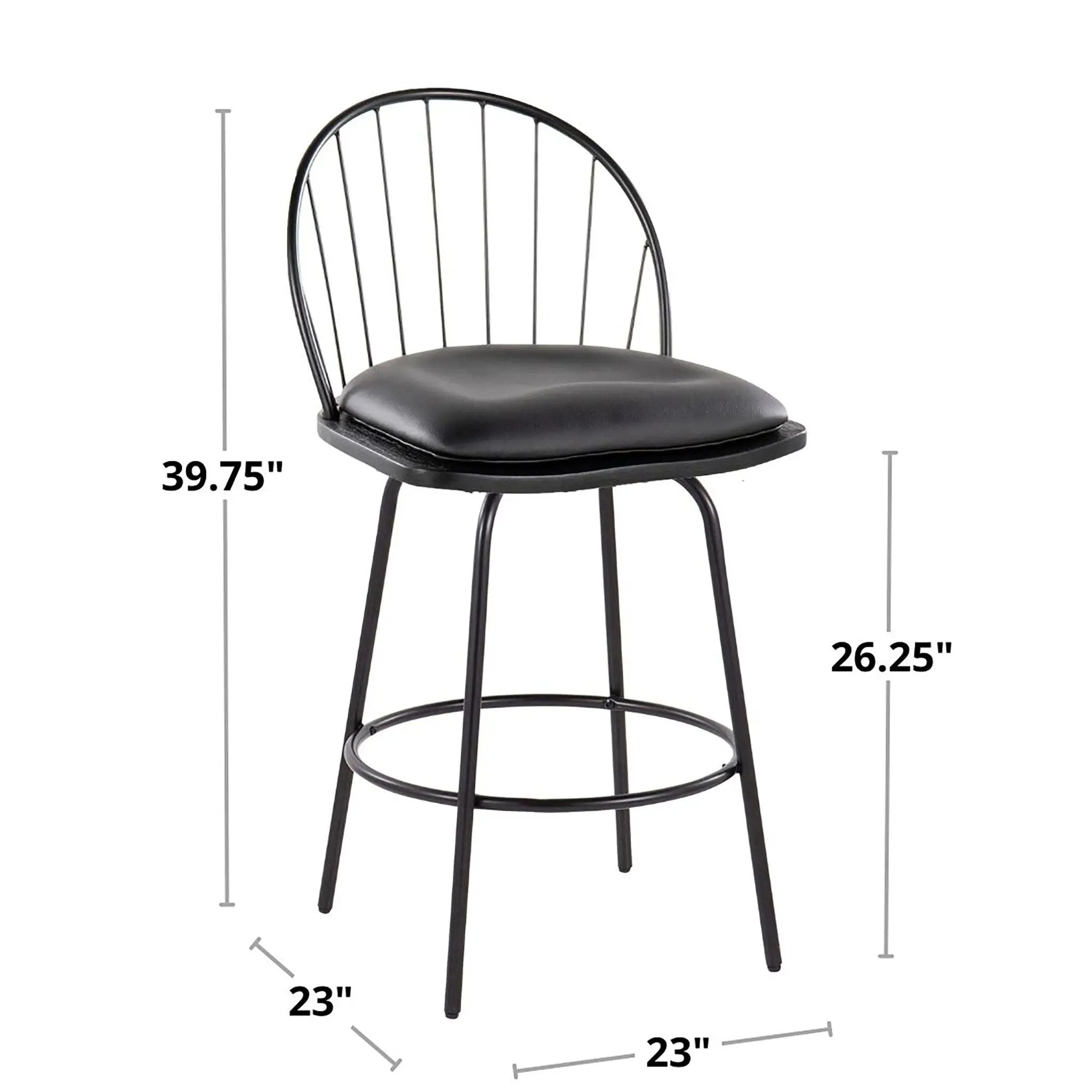 Riley - Claire Farmhouse Fixed Height Counter Stool With Swivel With Round Footrest (Set of 2) by HouseOfZazla