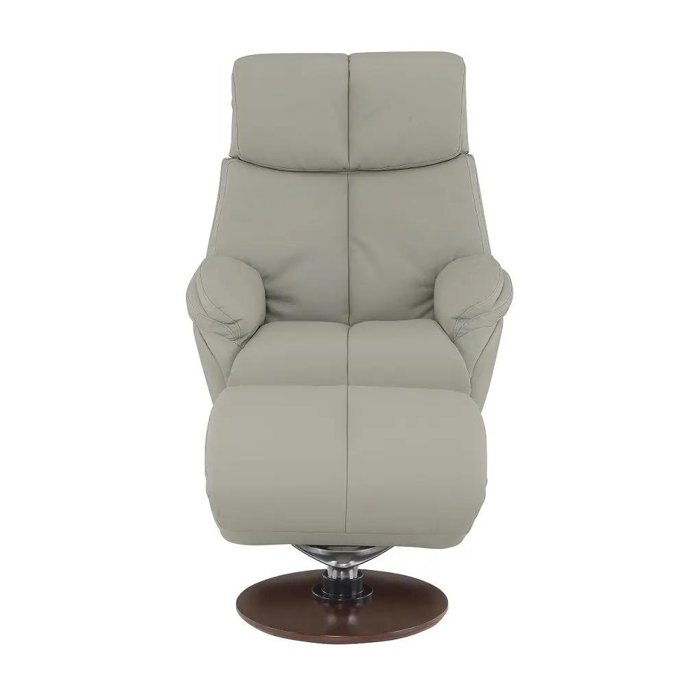 Kandoro - Motion Accent Chair With Swivel & Ottoman - Gray Leather & Brown Base by Unique Piece Furniture
