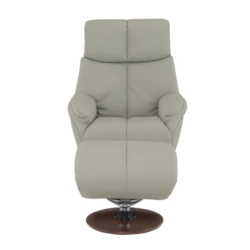 Kandoro - Motion Accent Chair With Swivel & Ottoman - Gray Leather & Brown Base by Unique Piece Furniture