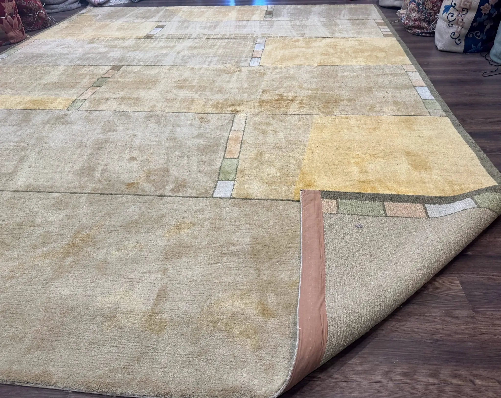 Tufenkian Tibetan Rug 12x16, Handmade Wool Modern Area Rug, Palace Size Carpet by Jewel Rugs