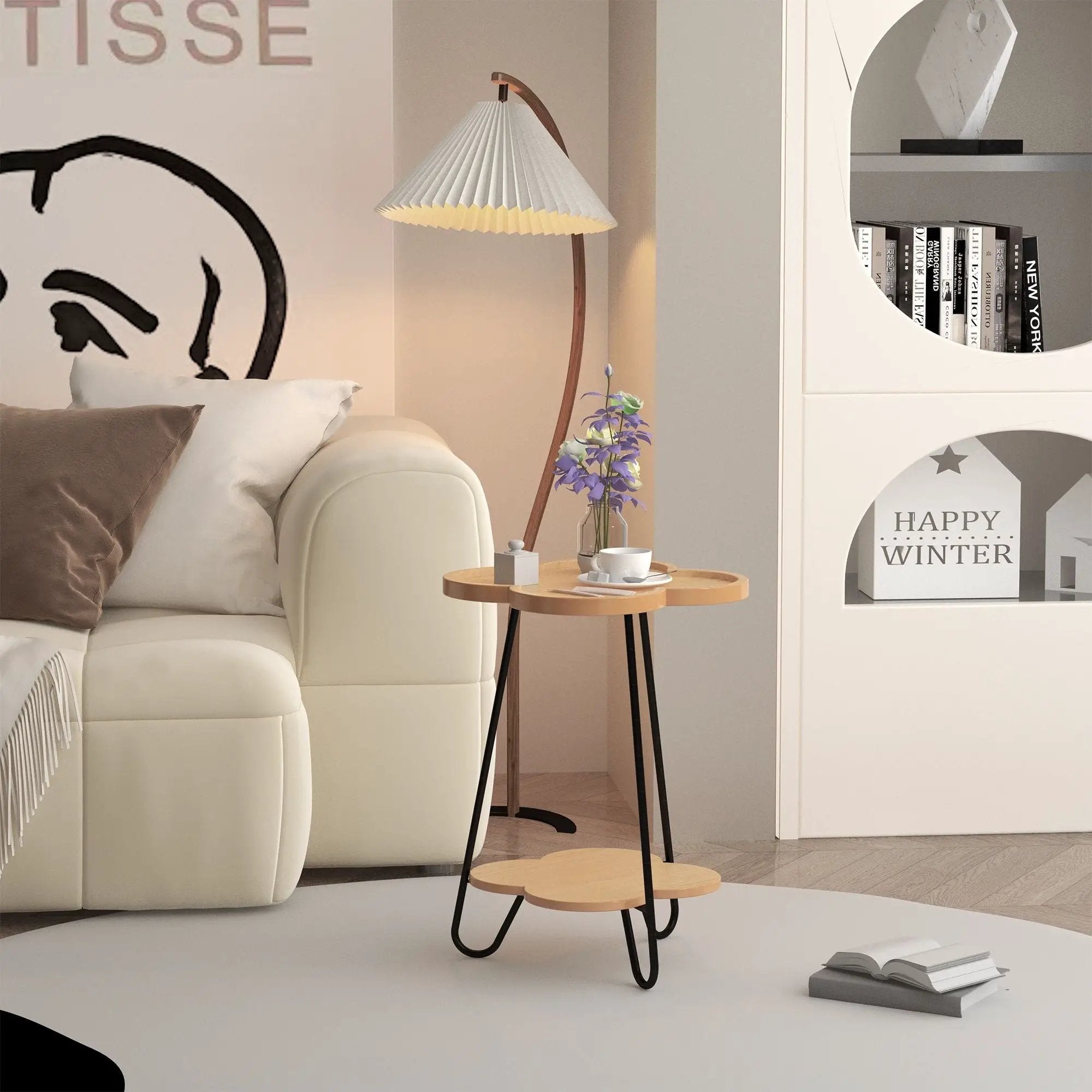 Petal Shape Accent Side Table - Acacia Wood by HouseOfZazla