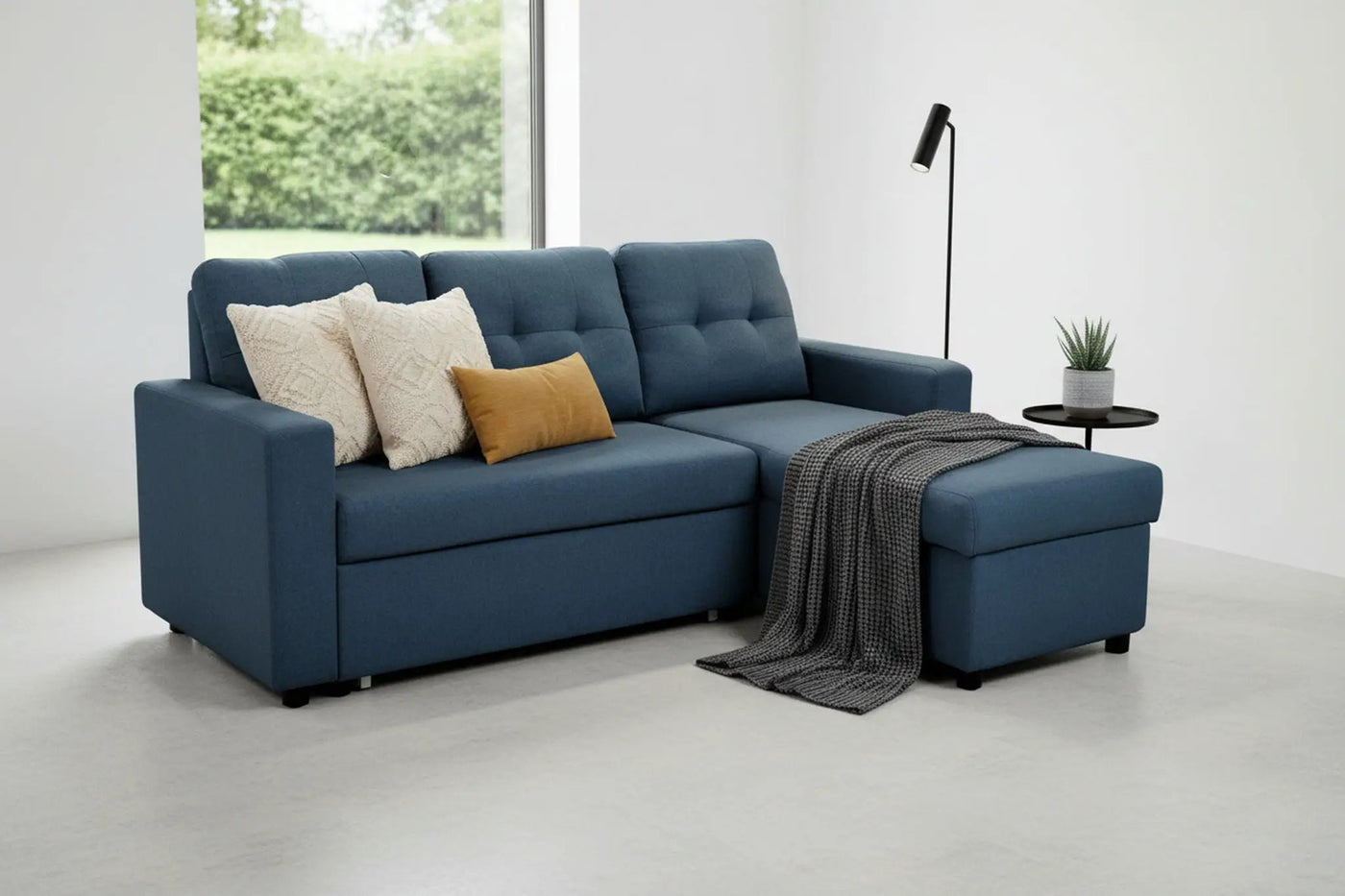 Convertible L Shaped Sectional Sleeper Sofa Bed, Saving Pull Out Couch by Unique Piece Furniture