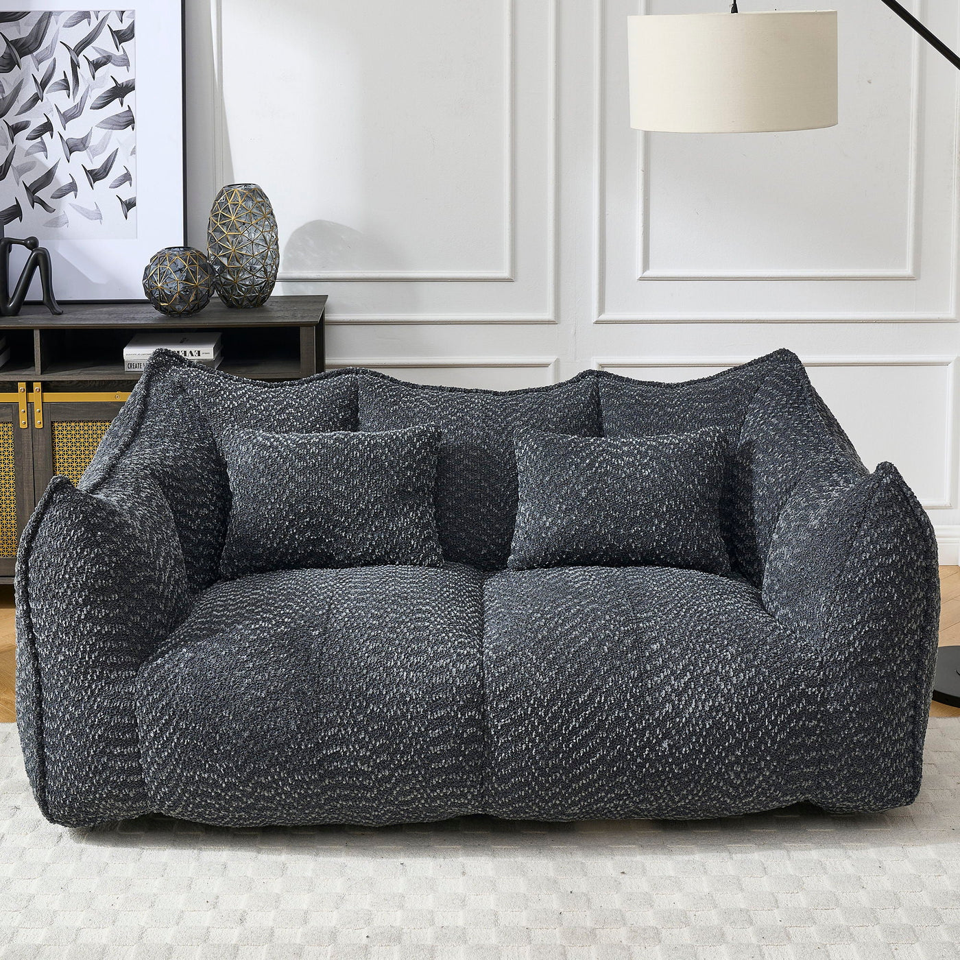 Comfortable Dual Beanbag Chair With High Resilience Foam Core For 2 People by Unique Piece Furniture