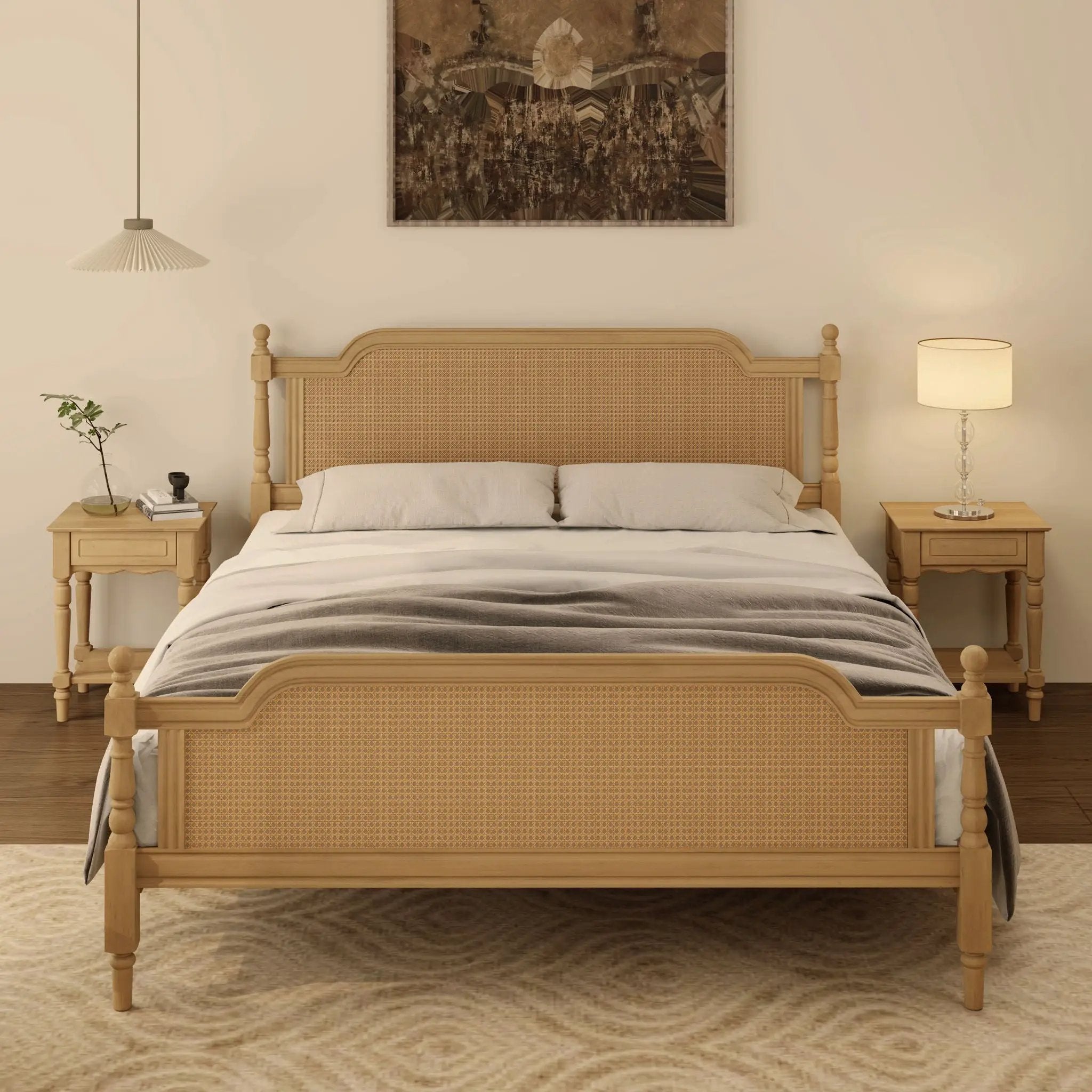 Traditional Style Rattan Bed Frame, No Box Spring Needed by Unique Piece Furniture
