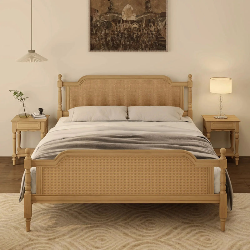 Traditional Style Rattan Bed Frame, No Box Spring Needed by Unique Piece Furniture