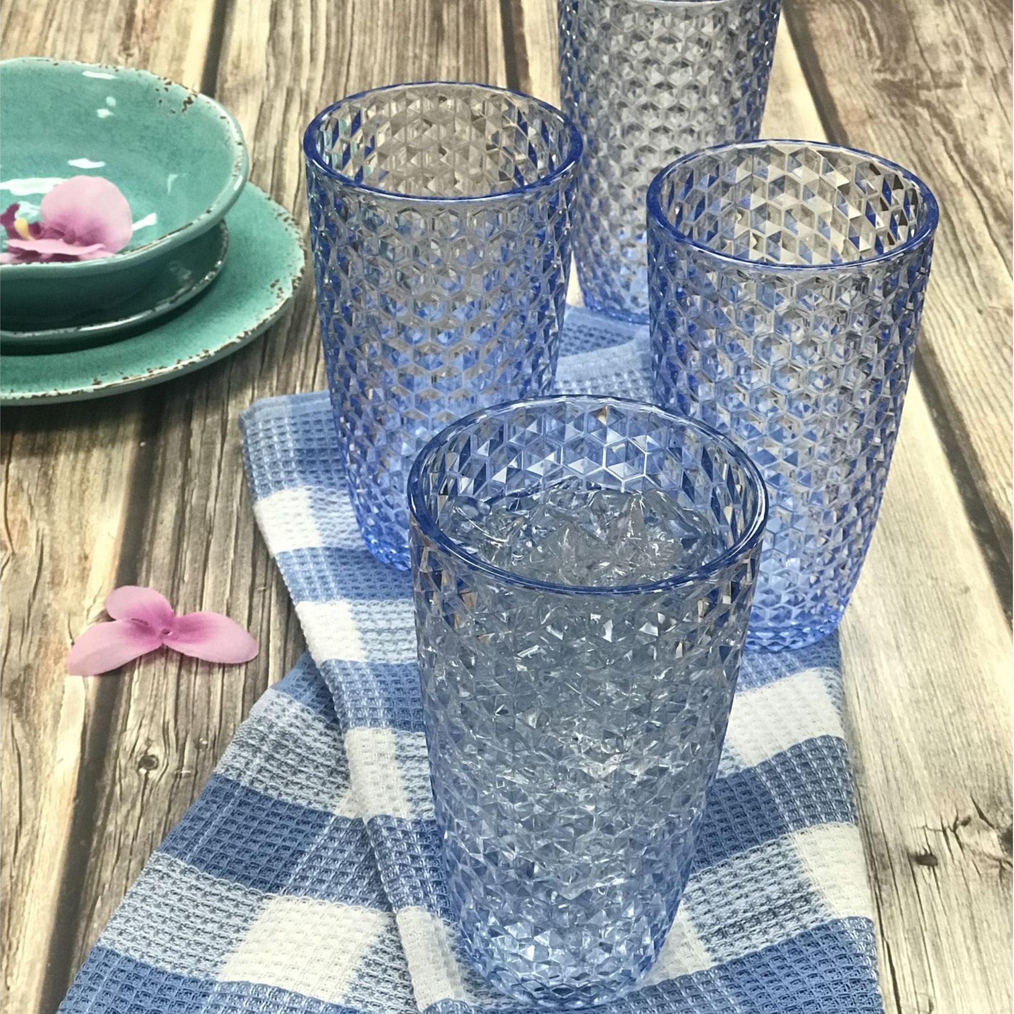 Leading Ware Diamond Cut Acrylic Drinking Glasses (Set of 4) by HouseOfZazla