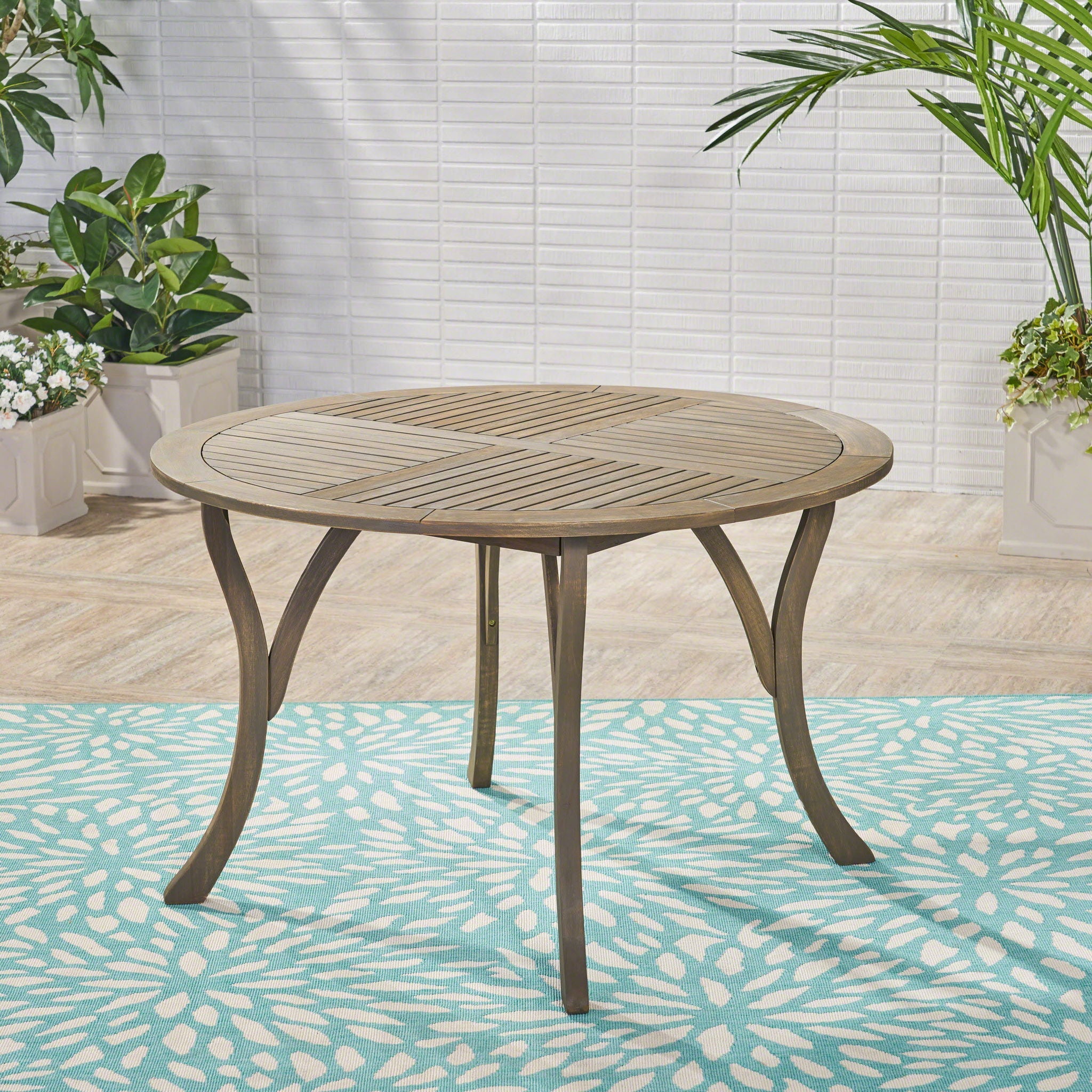 Hermosa Outdoor Acacia Wood Circular Dining Table by HouseOfZazla