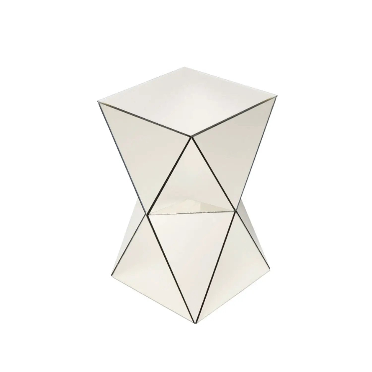 Champagne Mirrored Geometric Side Table by HouseOfZazla