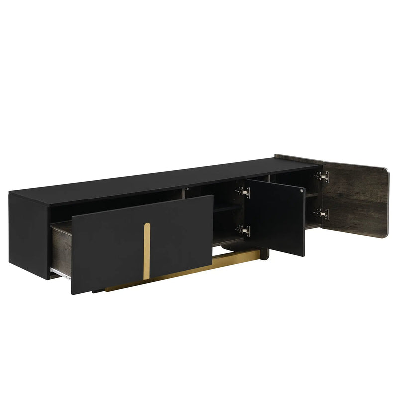 TV Stand With 1 Drawer, 2 Cabinets And Adjustable Shelves by HouseOfZazla