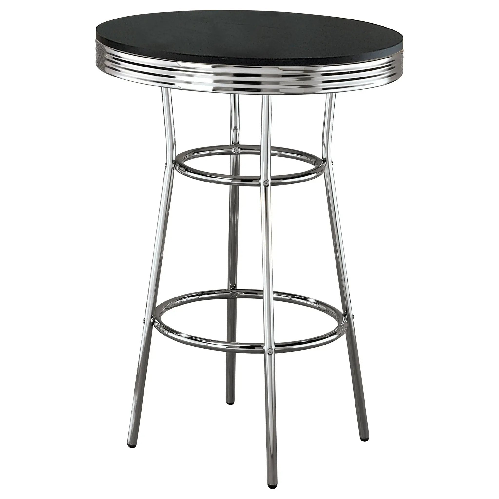 Retro Round 30-inch 1950's Bistro Pub Height Bar Table Black by Unique Piece Furniture