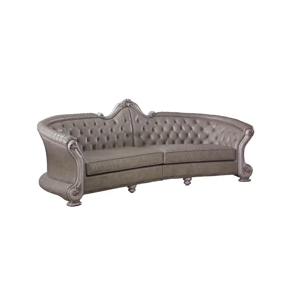 Dresden - 43" Sofa With 5 Pillows - Synthetic Leather & Vintage Bone White by Unique Piece Furniture