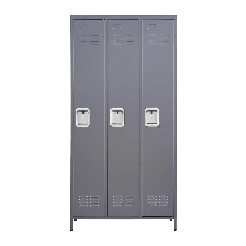 3 Door Lockers With Lock For Home, Gym, Office, School, And Garage - Gray by HouseOfZazla