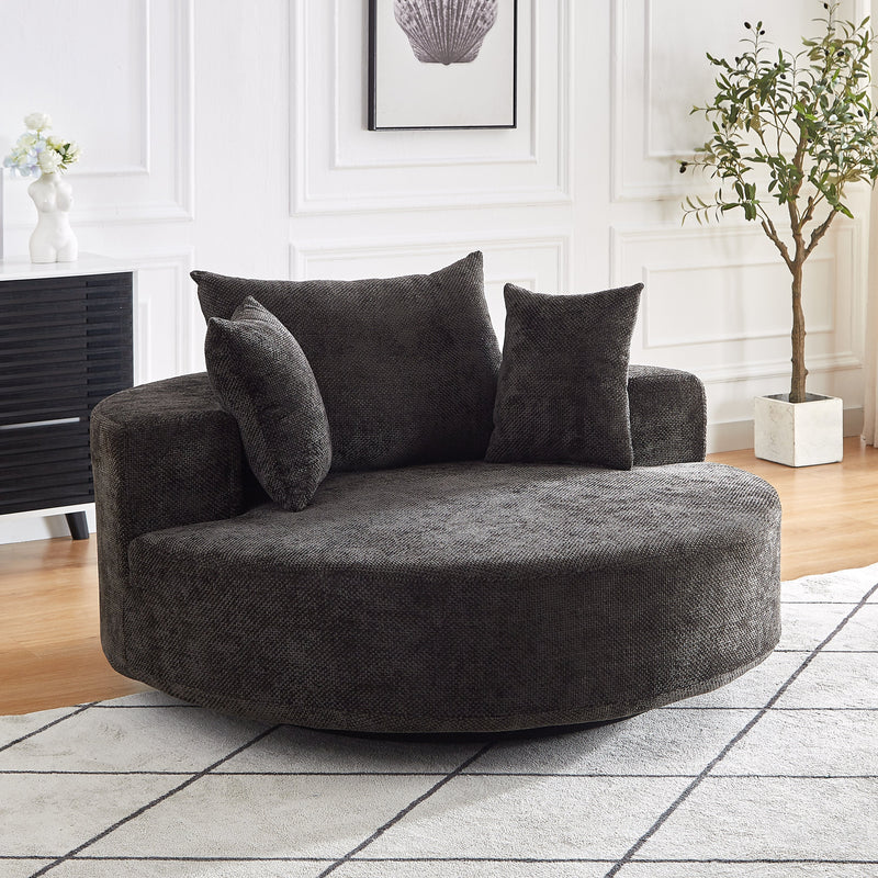 55'' Chenille Foam Single Swivel Chair by HouseOfZazla