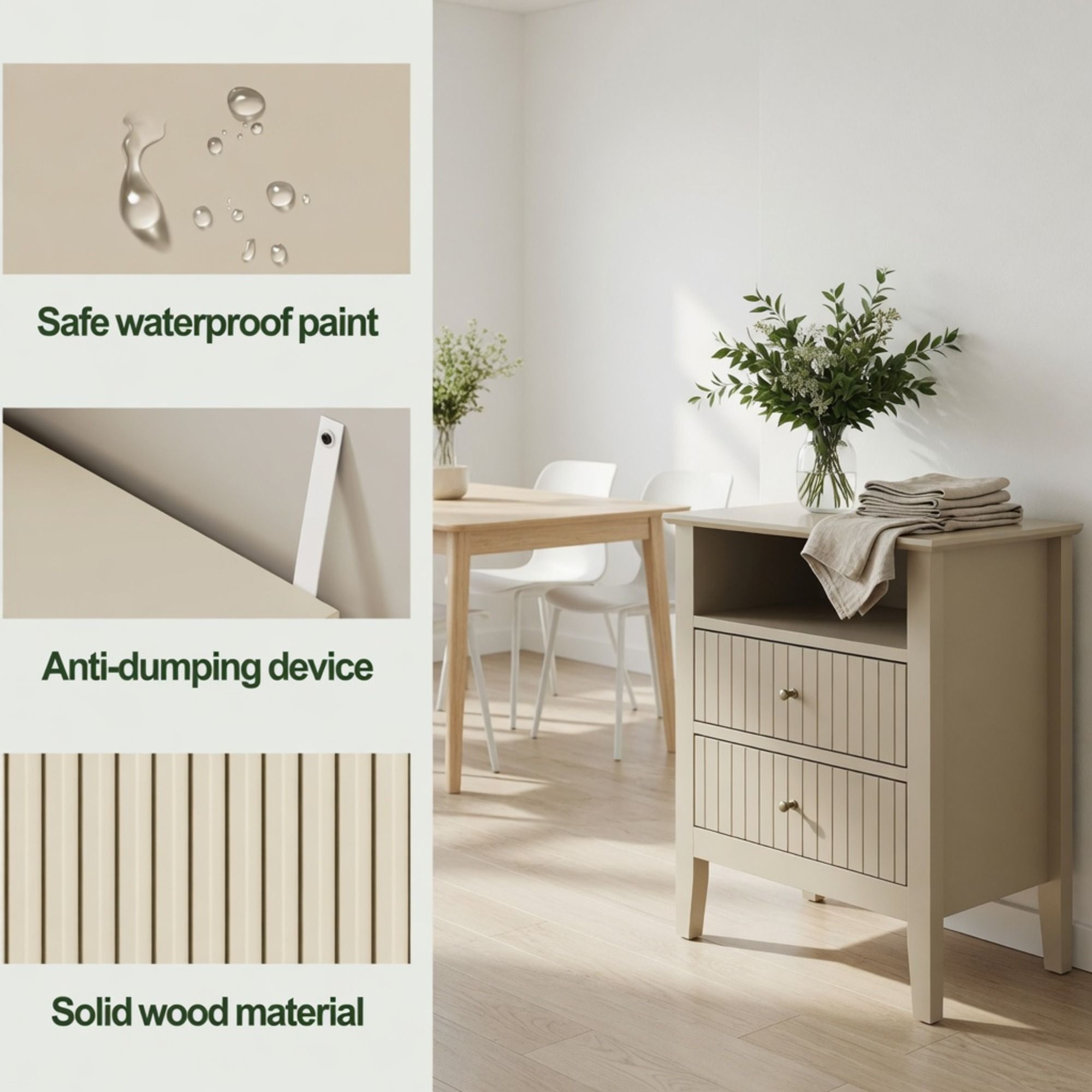 Fluted Nightstand With 2 Drawers by HouseOfZazla