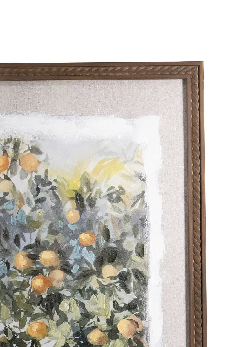 31.5x47.2' Hand-Painted Courtyard Scene Canvas Wall Art with Textured Pine Wood Frame by HouseOfZazla
