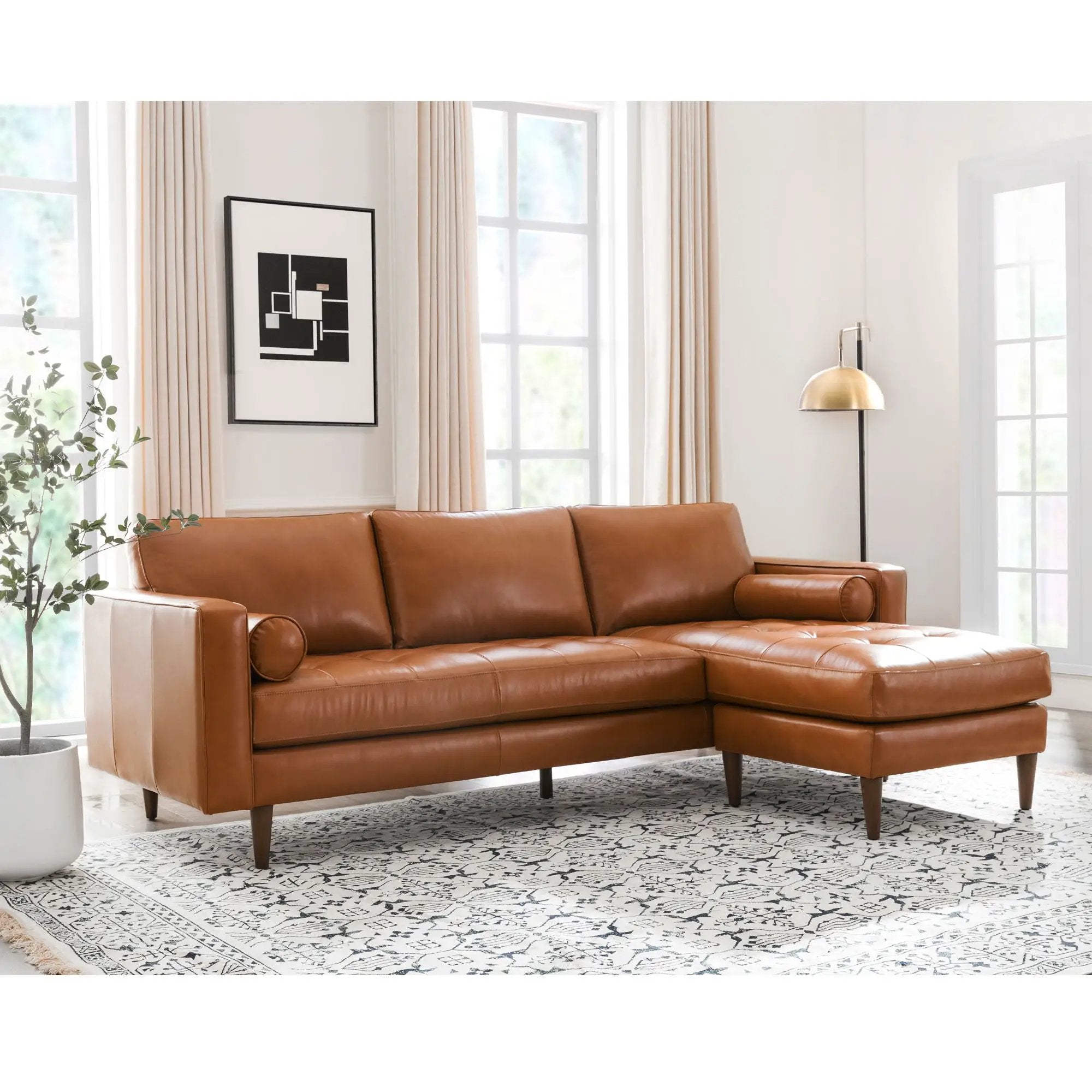 Mid-Century Tufted Sectional With Reversible Chaise by Unique Piece Furniture