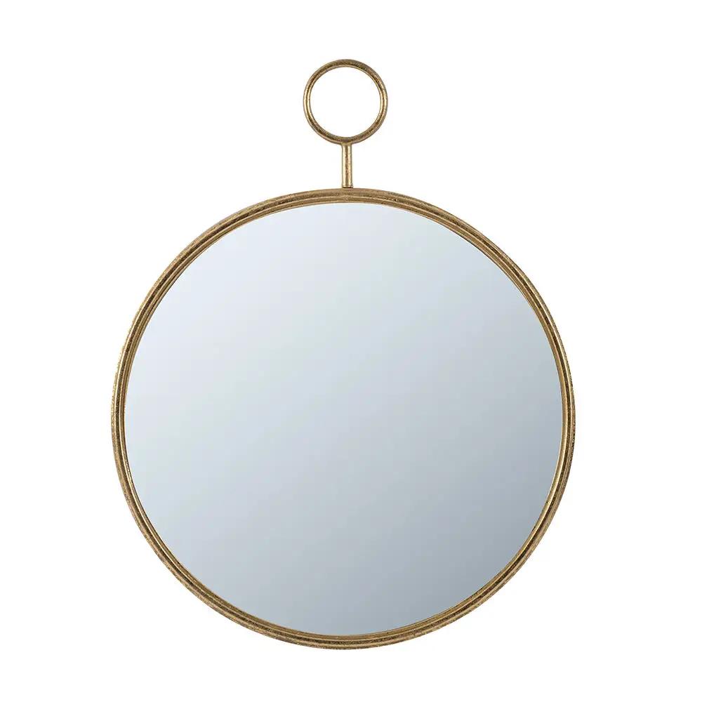 Circle Wall Mirror With Iron Frame, Accent Mirror For Living Room by Unique Piece Furniture